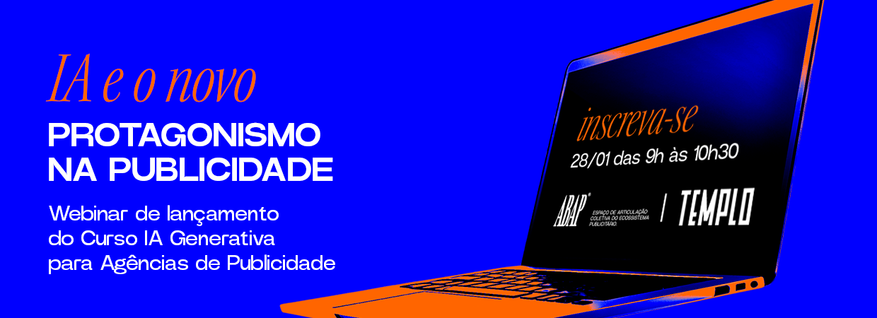 Banner curso de ia para agencias de publicidade parceria abap templo lançamento em webinar